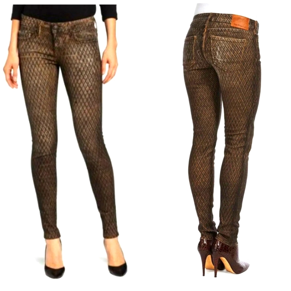 True Religion Halle Mohave Lonestar Snake Print Skinny Jeans Womens, Size 31